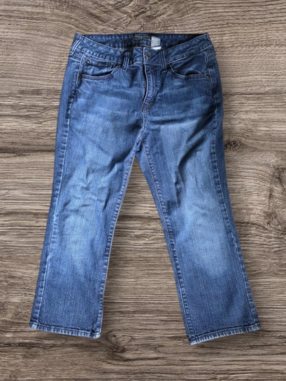 👖 Apt. 9 Women's Mid Blue Straight-Leg Capri Jeans Sz 10